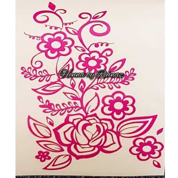 Vinyl Wand Aufkleber Henna Muster Mit Blumen Wandtattoo Etsy