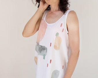 Earthy Cloud - vest / Hand-painted organic cotton vest / Abstract print