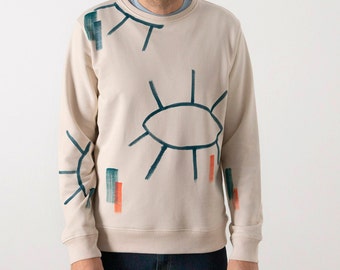 Lash - Classic Man / Hand-painted organic cotton sweatshirt / Abstract print