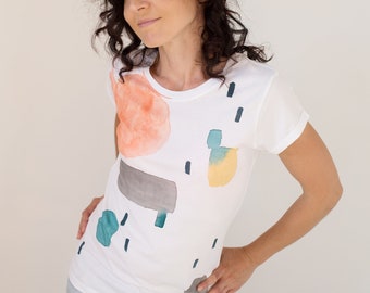 Illustrated t-shirt, organic cotton t-shirt, vivid tones t-shirt, ethically made t-shirt - Color Cloud - T-shirt