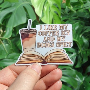 I Like My Coffee Icy and My Books Spicy Sticker, Booktok Spicy Reads, Smut Lover, Romantasy, Kindle Sticker, Tumbler Sticker, Laptop Sticker
