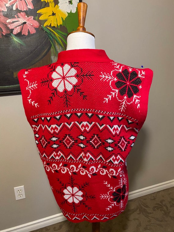 Vintage 80s Red and Black Sweater Vest - image 8