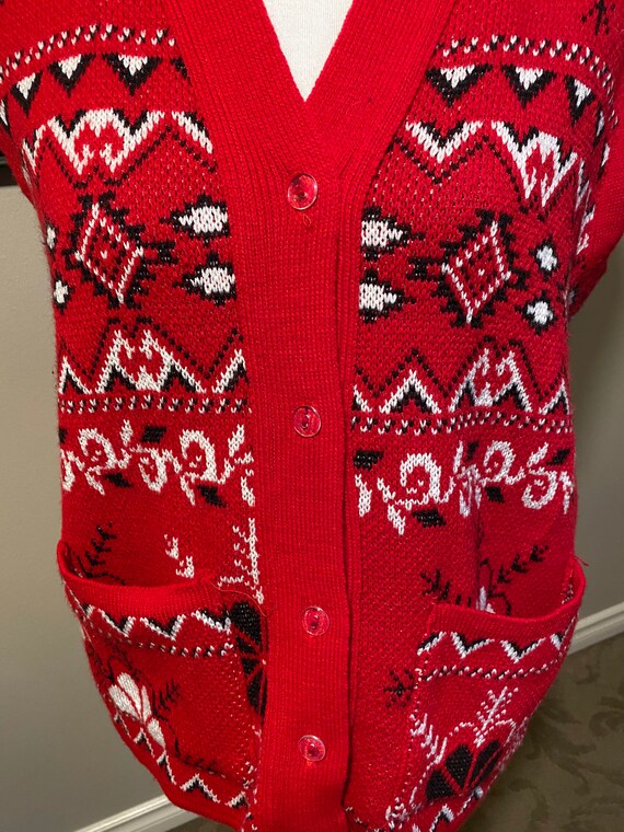 Vintage 80s Red and Black Sweater Vest - image 7