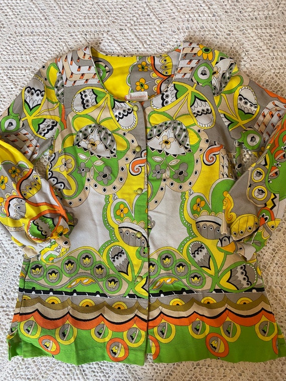 Vintage 60s-70s psychedelic blouse. Size S/M - image 9