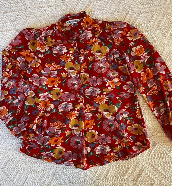 Vintage 70s/80s Polyester Blouse Size Small - image 1