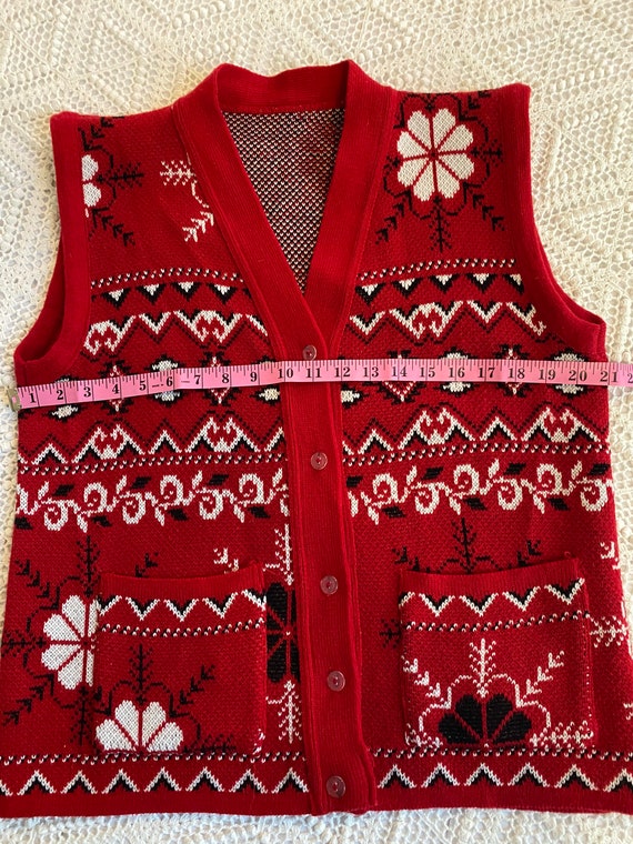 Vintage 80s Red and Black Sweater Vest - image 6