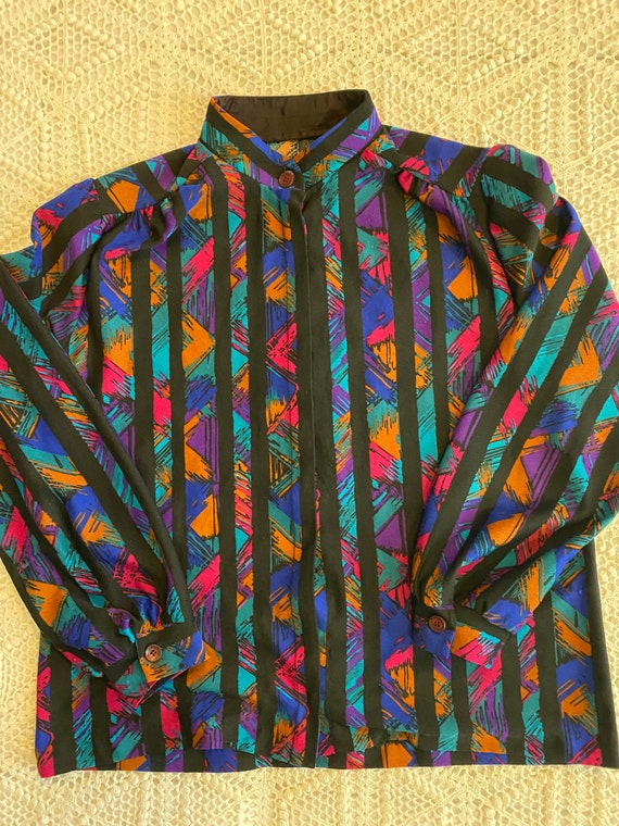 Vintage 80s Polyester Blouse - image 10