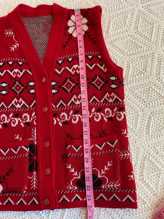 Vintage 80s Red and Black Sweater Vest - image 10