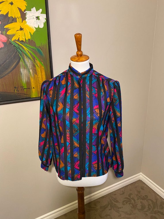 Vintage 80s Polyester Blouse - image 1