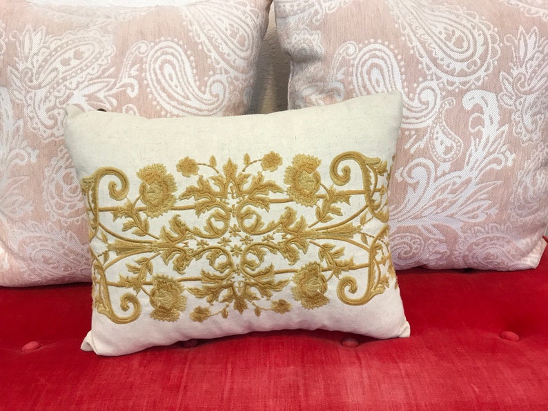 Decorative Pillow With Gold Embroidery Pier 1 Etsy