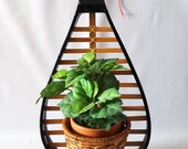 Vintage Wall Hanging Plant Holder, Asian Woodwind Instrument, Pipa, Wood Planter, Violin