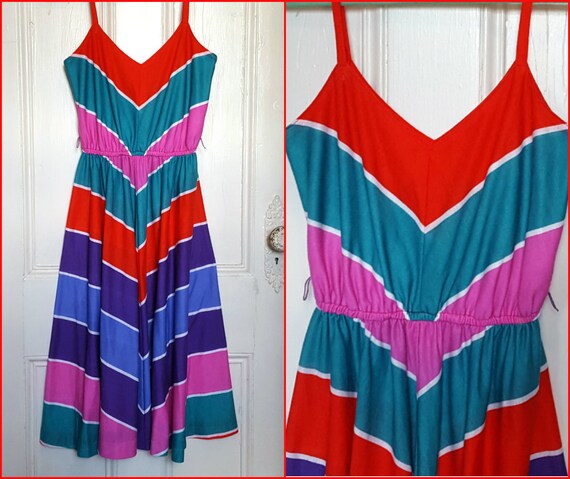 Vintage Lanz Original Summer Dress, Chevron, Color