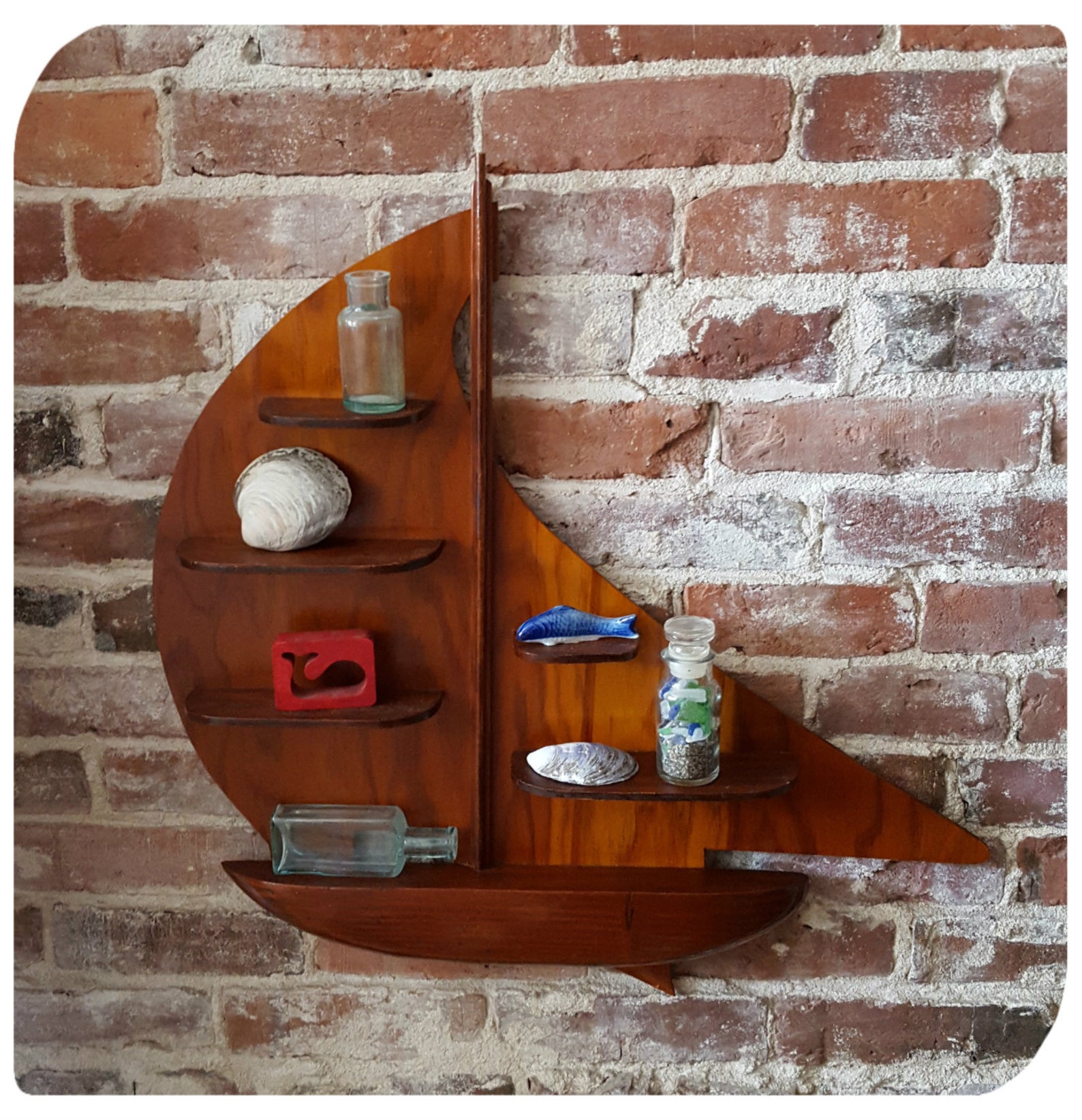 sailboat shelf wall decor