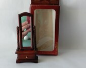 1 12 Scale Miniature Wooden Dollhouse Dressing Mirror Furniture with Drawer Antique Reproduction 18th Century Dollhouse Mirror Furniture