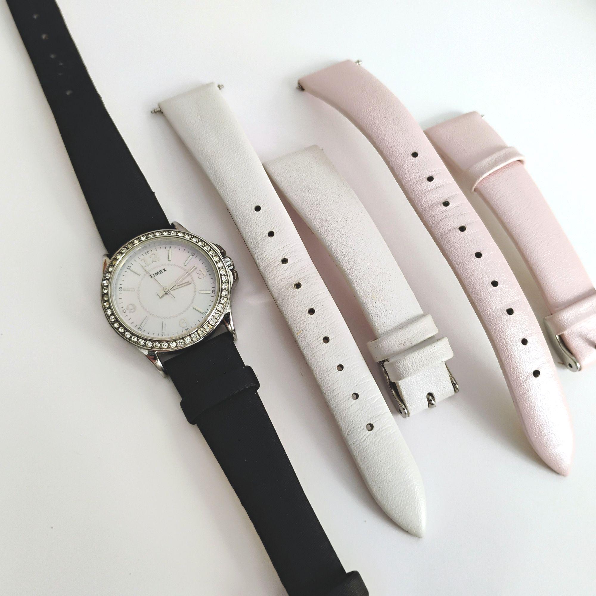 Timex Vintage Mechanical Ladies Watch on Fossil Leather Cuff White Dial Works Timex Wristwatches with Vintage Women for sale - eBay main image 3