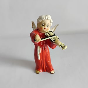 Vintage Napco Angel Figurine, Napcoware Ceramic Angel with Violin, Vintage Christmas Napco Angel