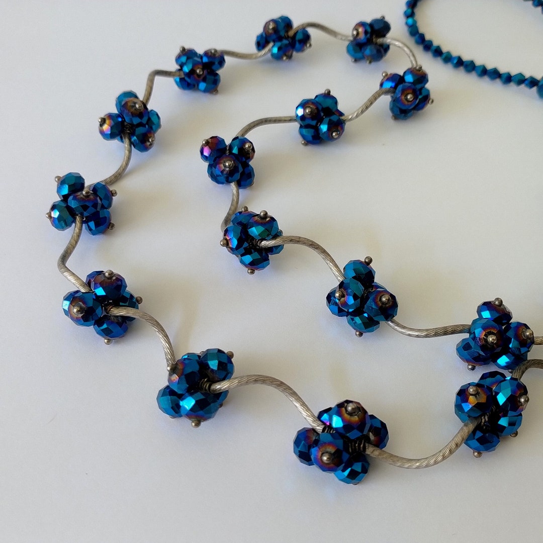Vintage Cobalt Blue Cloisonne & Glass Continuous Bead Necklace – 29 L – A World Of Things