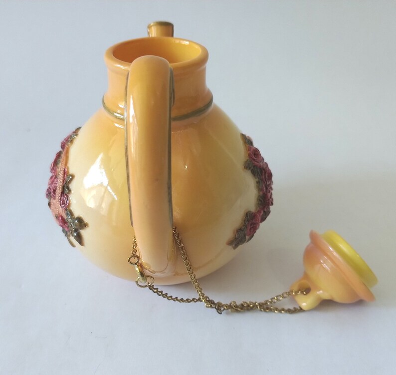 Nini Victorian Teapot Miniature Teapot Figurine Yellow With Etsy