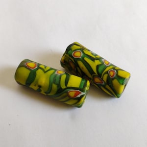 2 Art Glass Barrel Beads 29.5mm Multicolor Glass Barrel Beads for Jewelry Craft