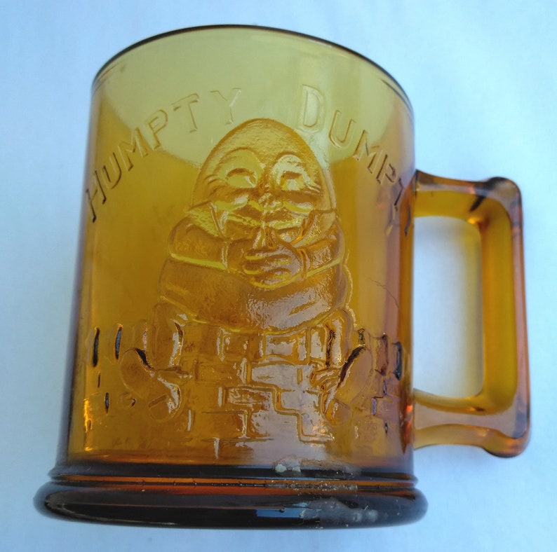 and Mug Tiara Exclusive Amber Glass Nursery Rhyme Children/'s 3 Piece Dinnerware Set Divided Plate Indiana Glass USA Bowl