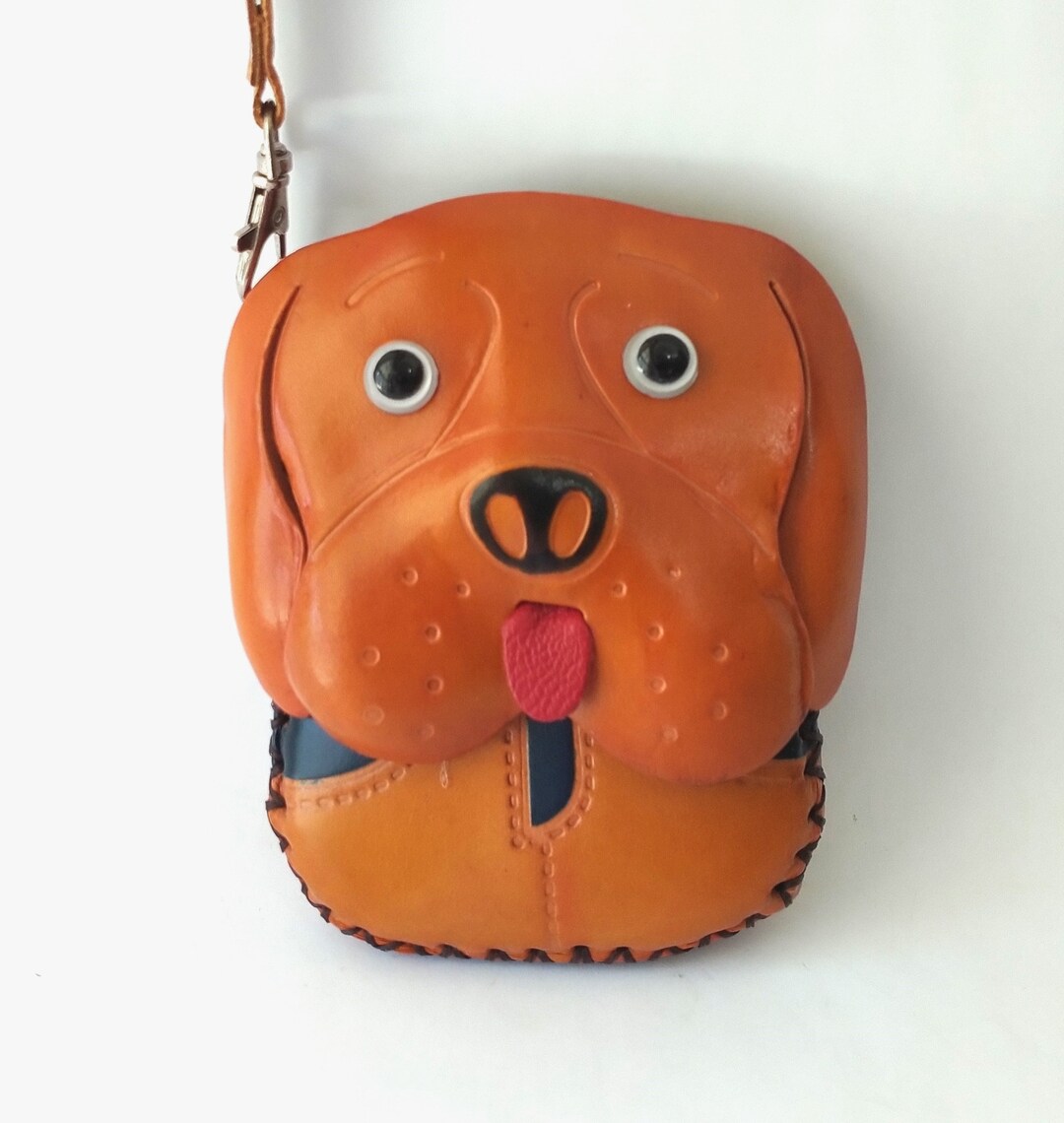 Mexican Tooled Genuine Leather Dog Clutch Wristlet Tan Etsy