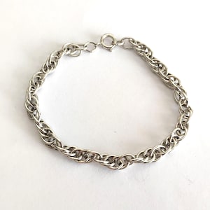 Vintage Sterling Silver Twisted Link Charm Bracelet - 7 inch