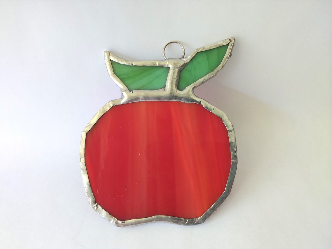 Stained Glass Apple Suncatcher Art Glass Apple Suncatcher Etsy
