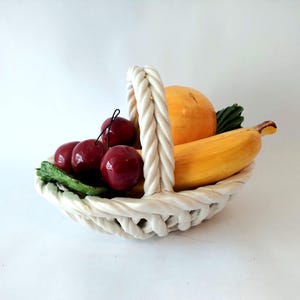 Vintage Capodimonte Fruit Basket: Handmade Italian Art Pottery