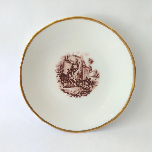 Vintage Porsgrund Norway Plate with Hunting Scene with Dogs