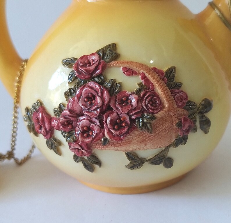 Nini Victorian Teapot Miniature Teapot Figurine Yellow With Etsy