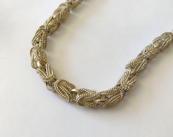 Silver Woven Rope Byzantine Style Chain Link Necklace Hook Clasp