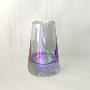 Hand Blown Violet Purple Bubble Base Cylinder Vase, Heavy Control Bubble Glass Vase, Vintage Violet Art Glass Vase