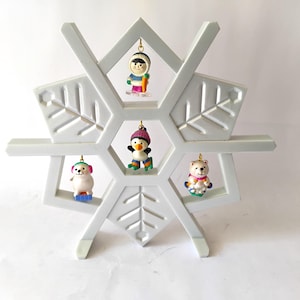 Vintage Avon Wee Winter Friends Snowflake Display with Miniature Figurines