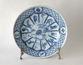 Antique Kangxi Blue White Porcelain Chinese Zodiac Year of the Ox Plate Marked 1913