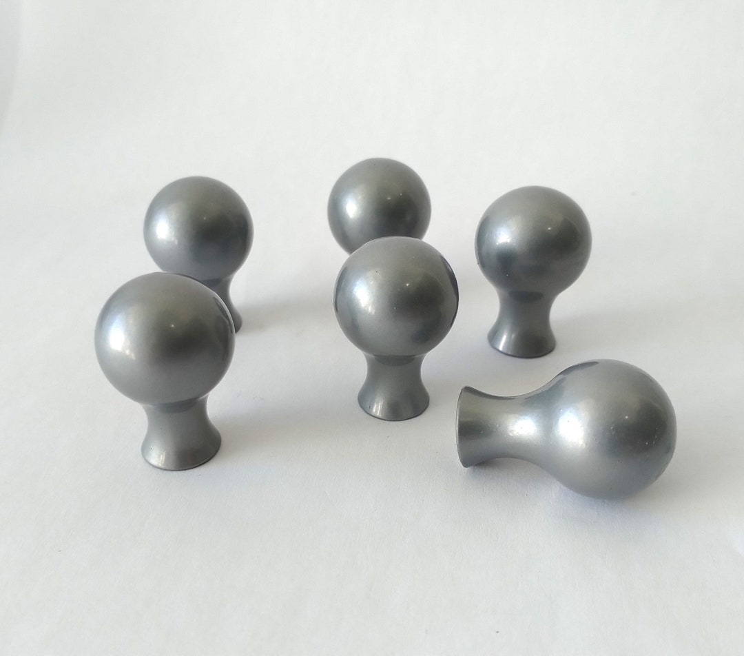 6 Pewter Ball Knobs 3/4 X 1 1/8 Projection, Round Ball Pewter