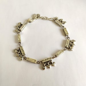 Vintage Brighton Silver Plated Heart Charm Bracelet