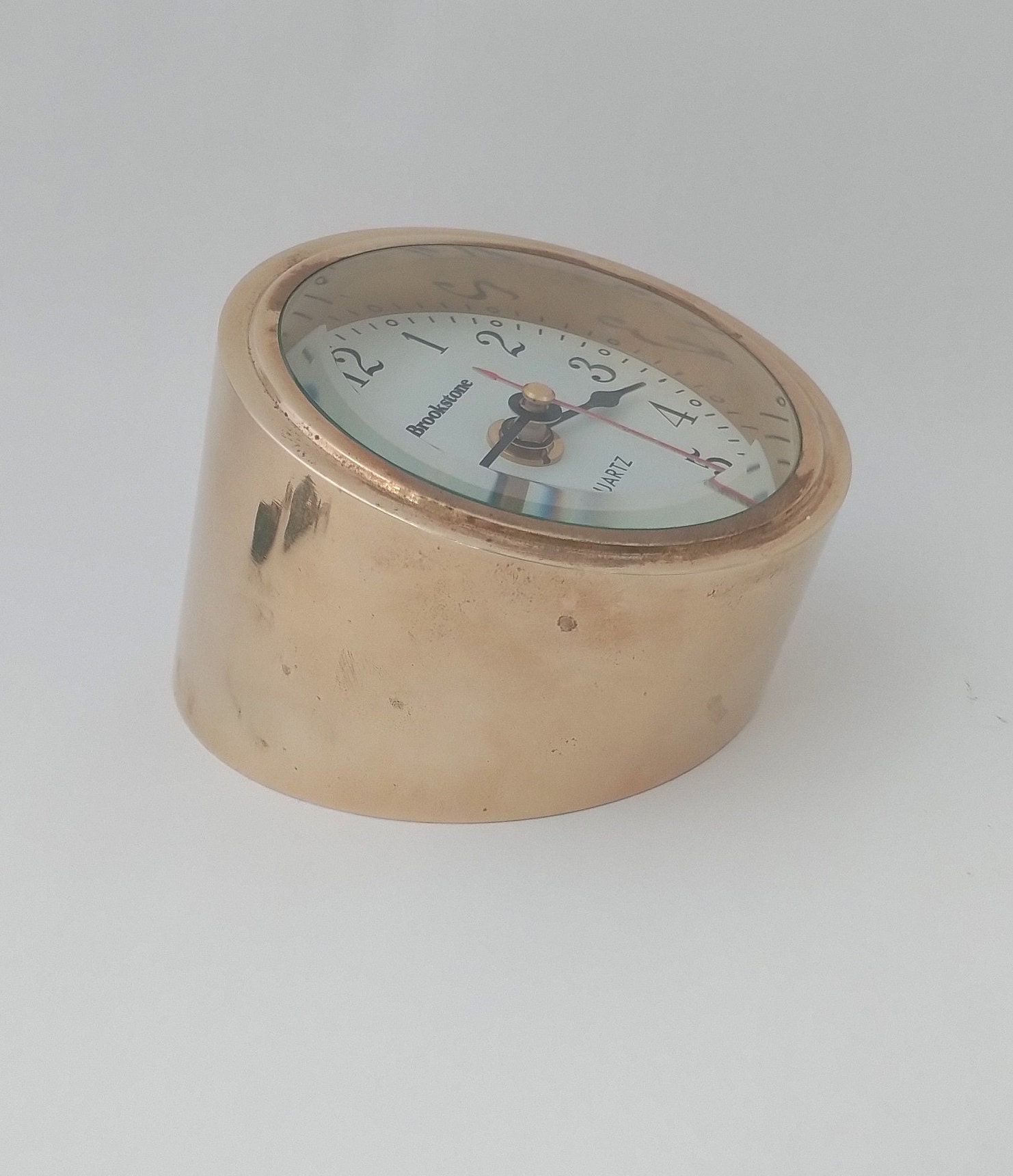 Vintage Solid Brass Desk Clock Made by Brookstone Vintage Etsy