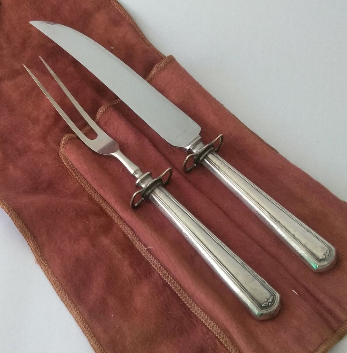 Antique Sterling Silver Carving Knife and Fork Set Sterling Etsy