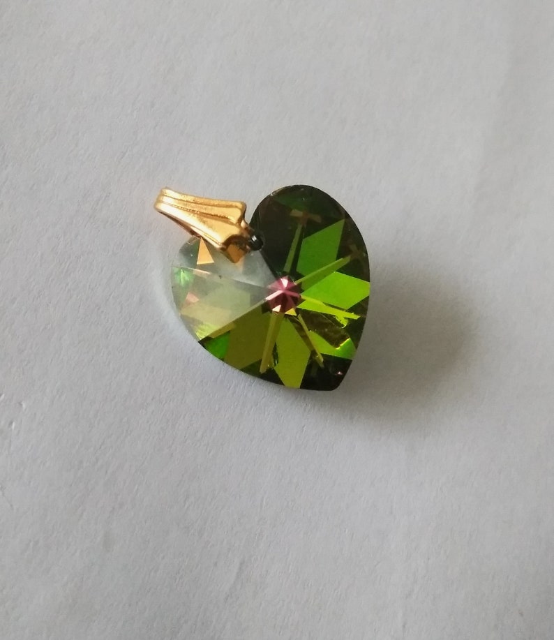 Minimalist Heart Pendant Small Crystal Heart Pendant Gift for Her Crystal Heart Charm Vintage Jewelry