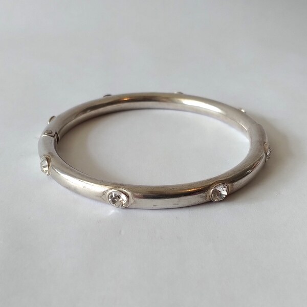 Pulsera de cristal de plata de Brighton, pulsera de brazalete con bisagras de Brighton