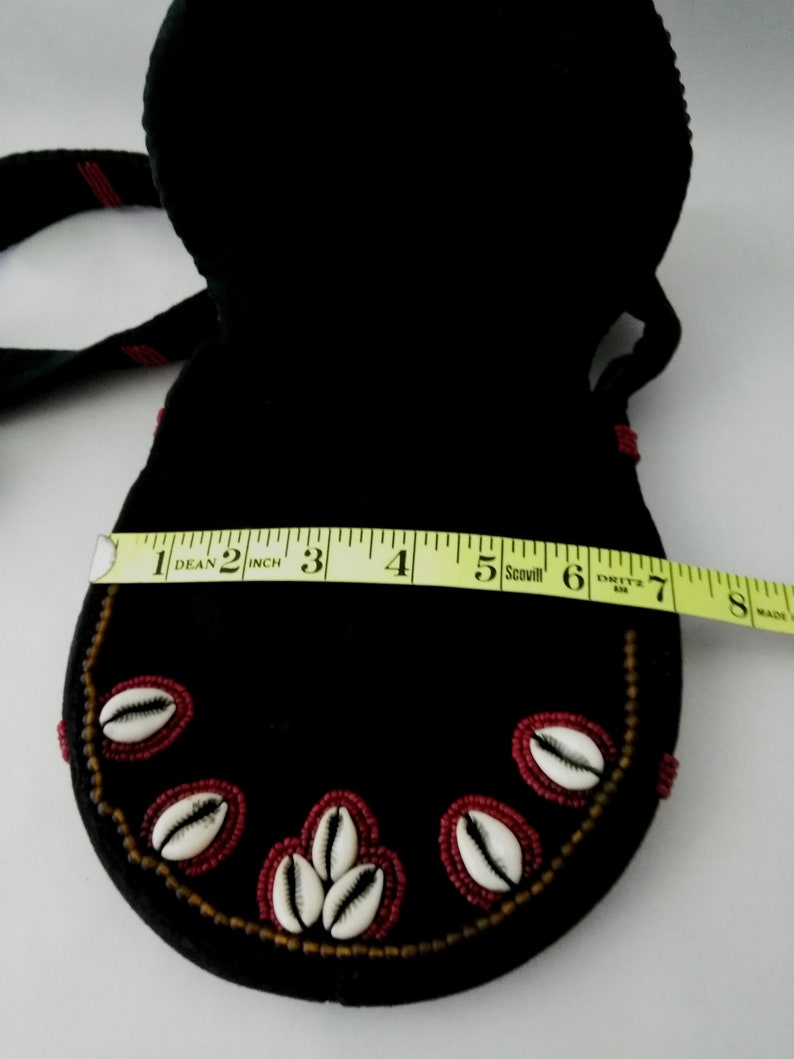 Black Fabric Purse Handbag Handmade Beaded Crossbody Bag Boho Purse Turquoise Cowrie Shell Red Bead Crossbody Shoulder Bag Handcrafted