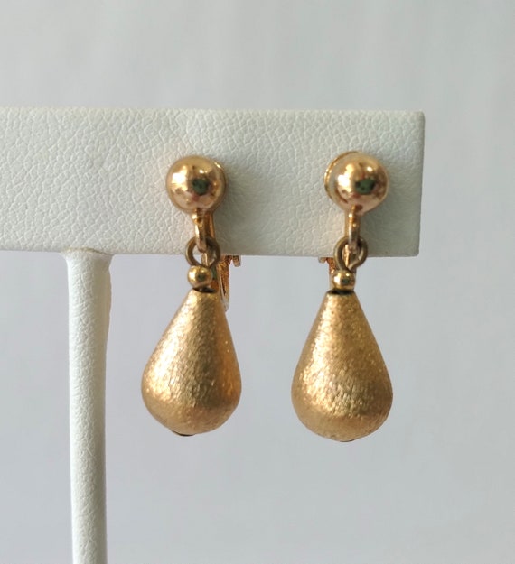 Brushed gold drop earrings sale