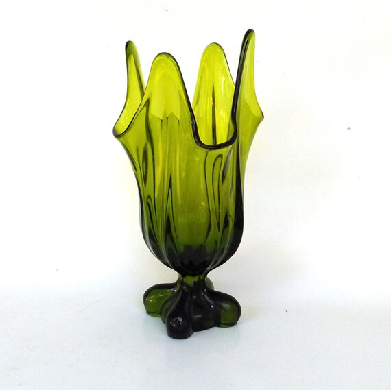 Vintage Epic Viking Green Handkerchief Vase.LARGE Etsy