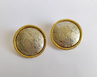 Ultra Craft Modernist Mixed Metal Button Clip On Earrings