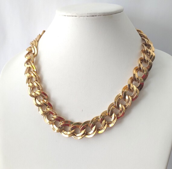 Vintage Monet Gold Chain Necklace Wide 