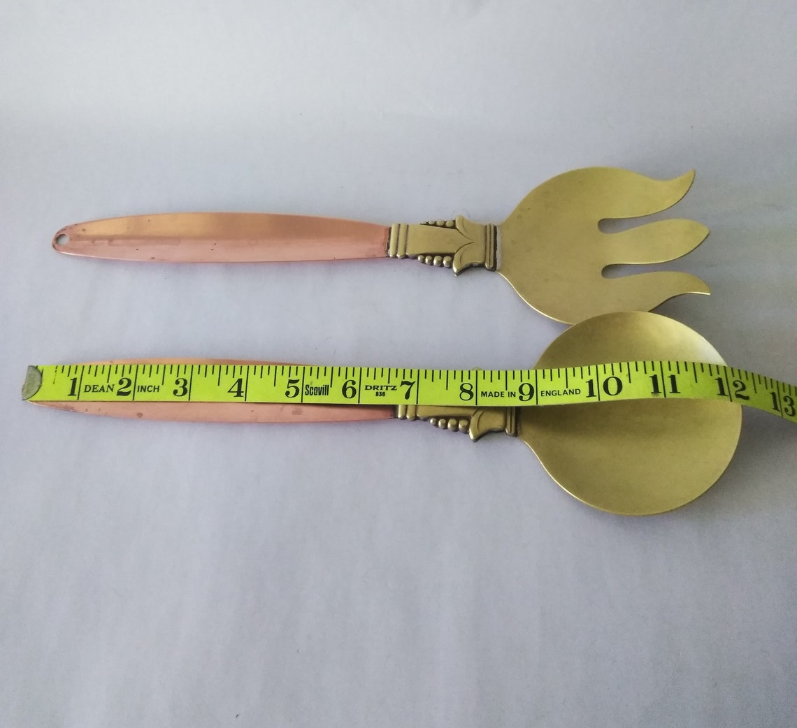 Vintage Copper Brass Fork & Spoon Serving Set Brass Copper Etsy