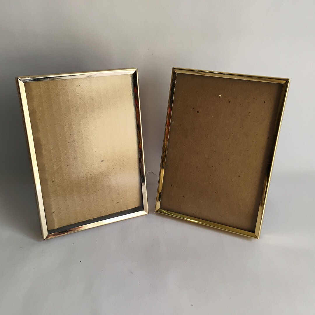 Gold Metal Picture Frames Image 5 X 7 Non Glare Glass Set of 2 - Etsy