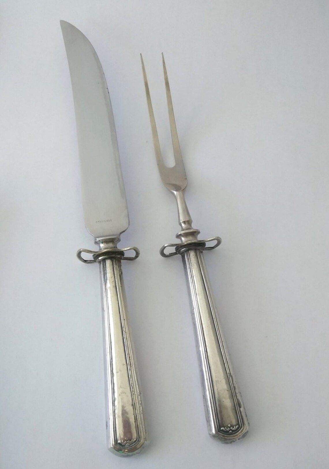 Antique Sterling Silver Carving Knife and Fork Set Sterling Etsy