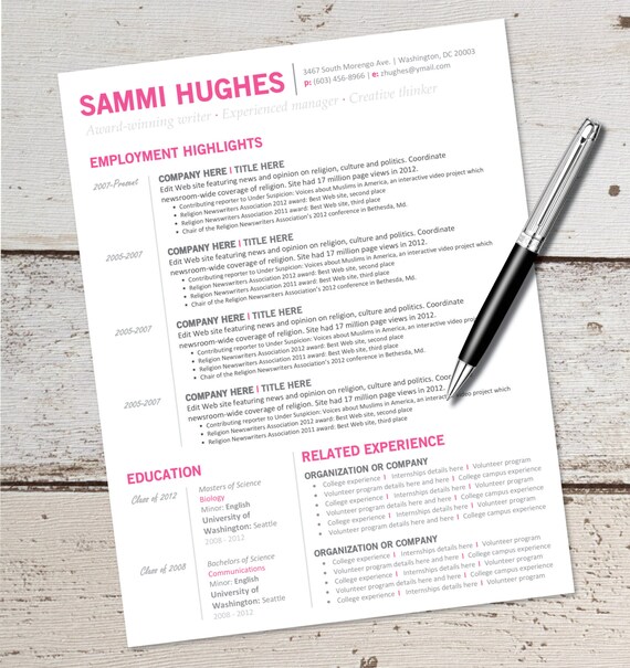Items similar to Resume Template Download Editable ...