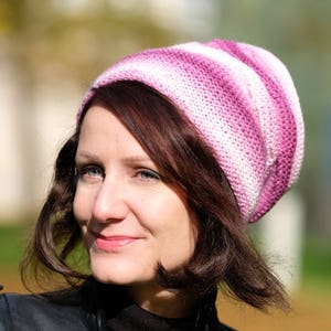 Hand knitted hat, Pink knitted hat, Knitted Women Beanie, Pink beanie, Winter wool hat image 1